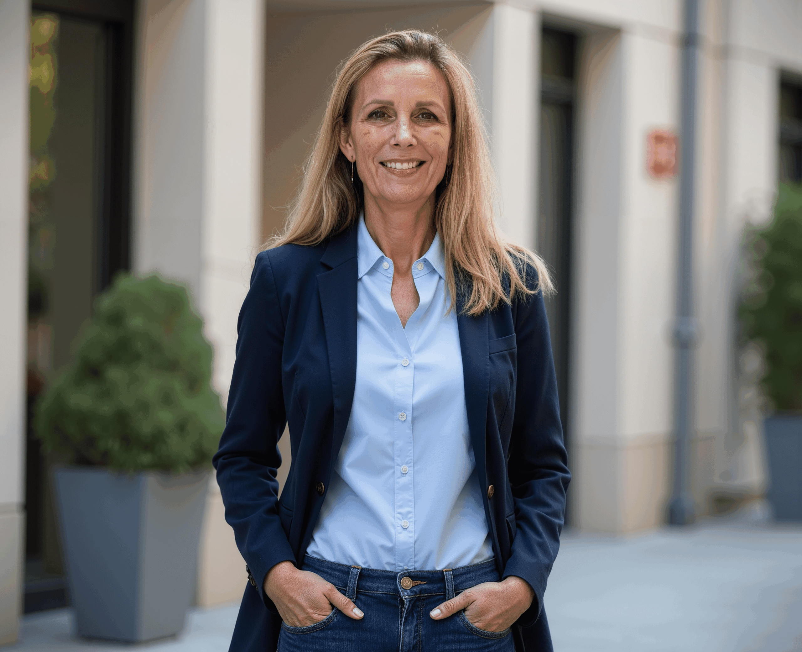 Portrætbillede af Michelle udenfor, business casual